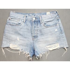 We The Free Light Blue Distressed Jean Shorts